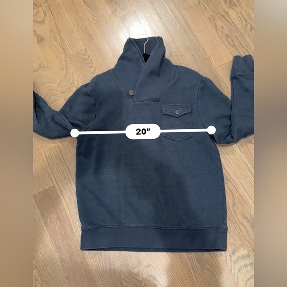 British Khaki est. 1980 Men’s Navy blue pullover, size L, shawl collar Fleece - Picture 8 of 9